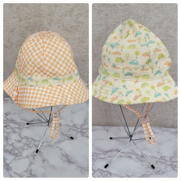 Sunny Dayz Reversible Bucket Hat 12-24mo Girls Boys Unisex Yellow Orange - Picture 1 of 8